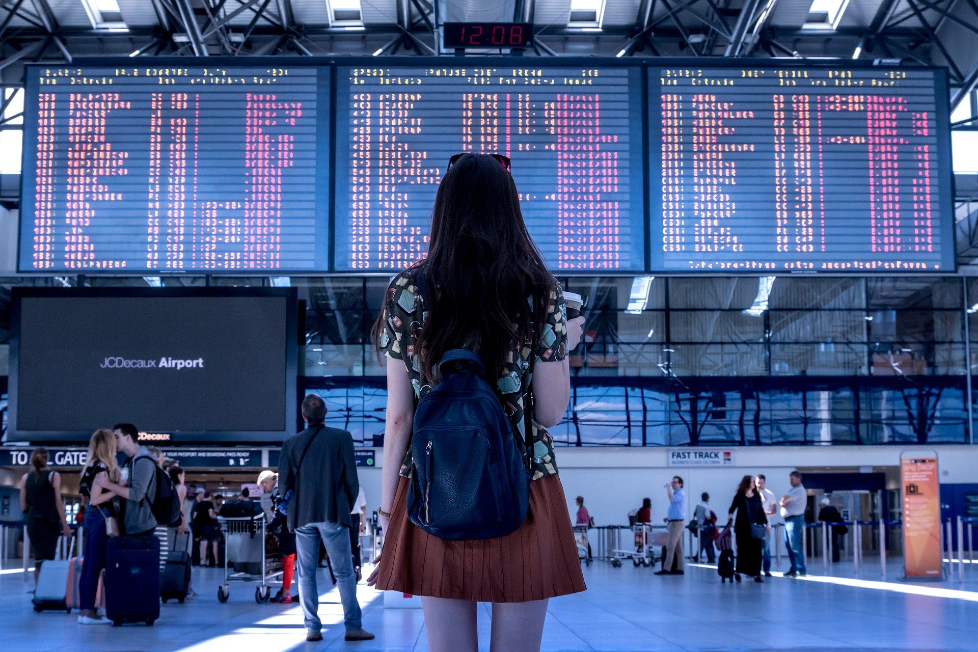 Woman stating in airport
